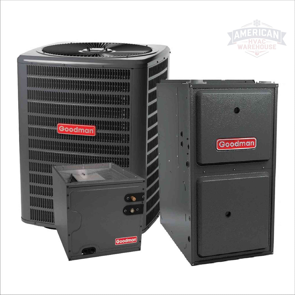 Goodman 2.5 Ton 13.6 SEER2 AC & 96% AFUE 80K BTU Gas Furnace System, R32 Refrigerant - Downflow