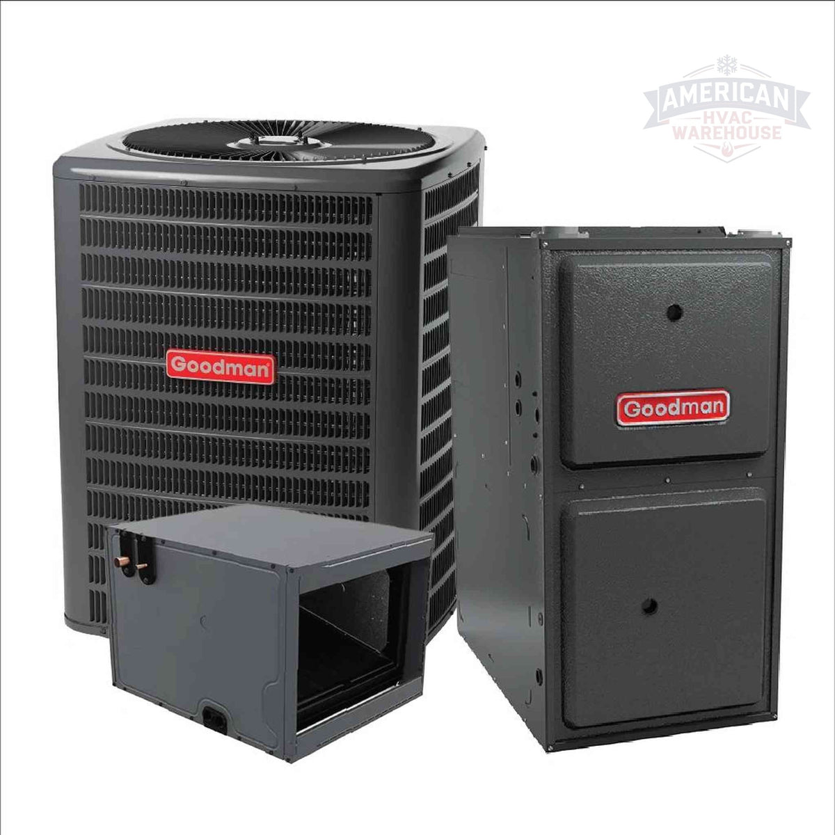 Goodman 1.5 Ton 15.2 SEER2 R32 AC and 96% AFUE 60K BTU Gas Furnace System - Horizontal