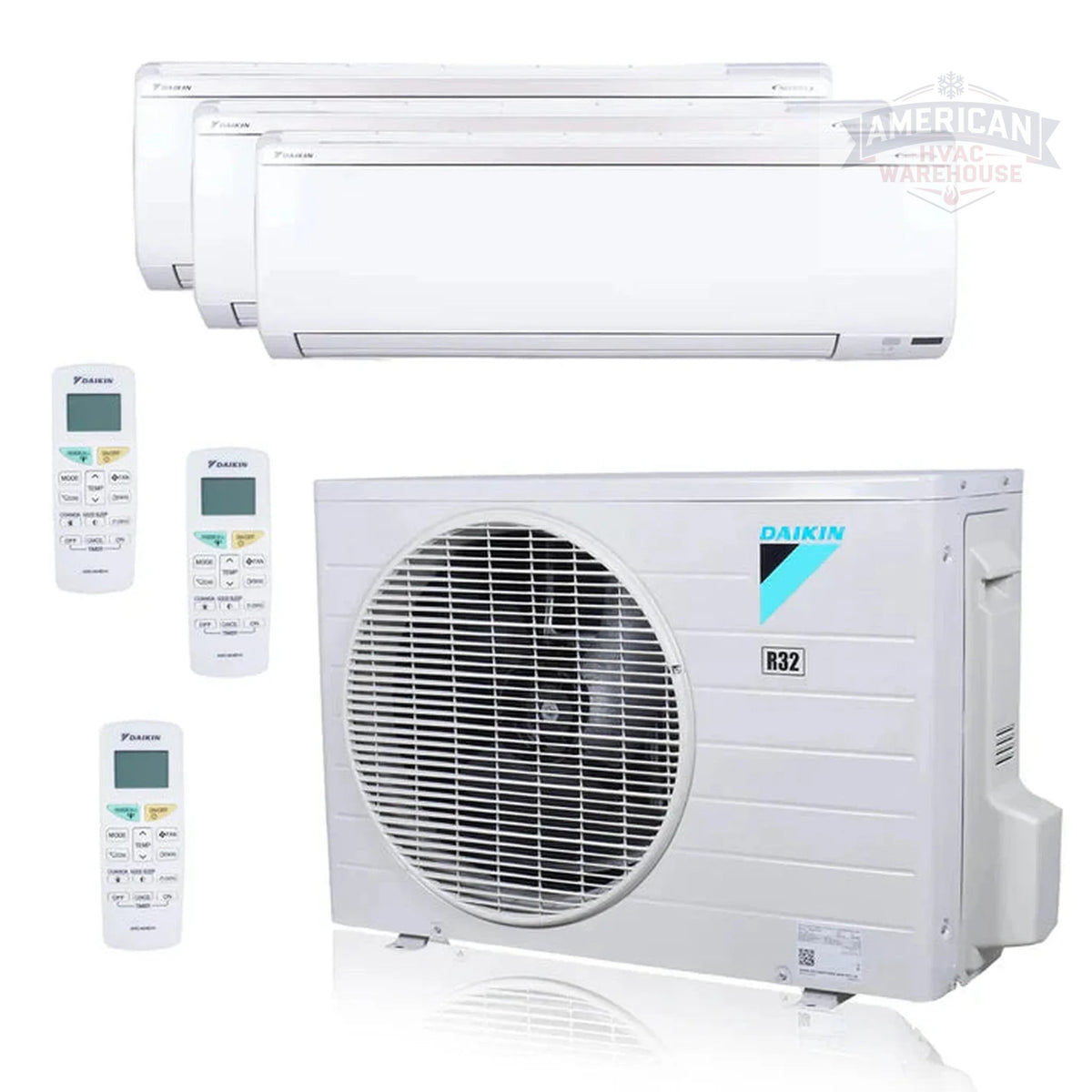 Daikin MXM Series 24000 BTU 20.6 SEER2 3 Zone R32 Ductless Mini Split Heat Pump System - 9K+15K+15K