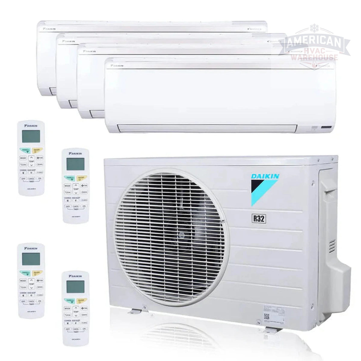 Daikin MXM Series 36000 BTU 20.6 SEER2 4 Zone R32 Ductless Mini Split Heat Pump System - 9K+9K+9K+15K