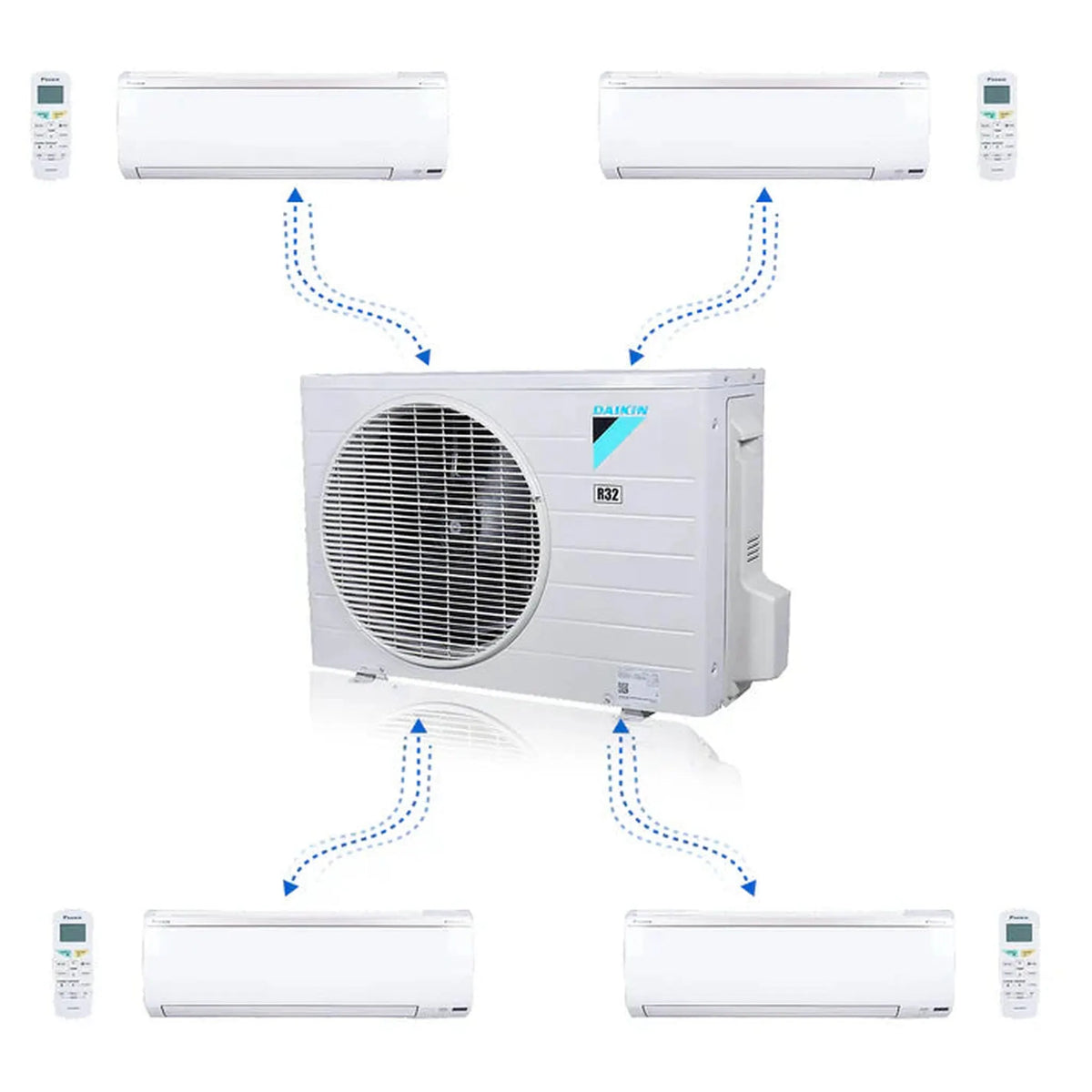 Daikin MXM Series 36000 BTU 20.6 SEER2 4 Zone R32 Ductless Mini Split Heat Pump System - 9K+9K+12K+12K