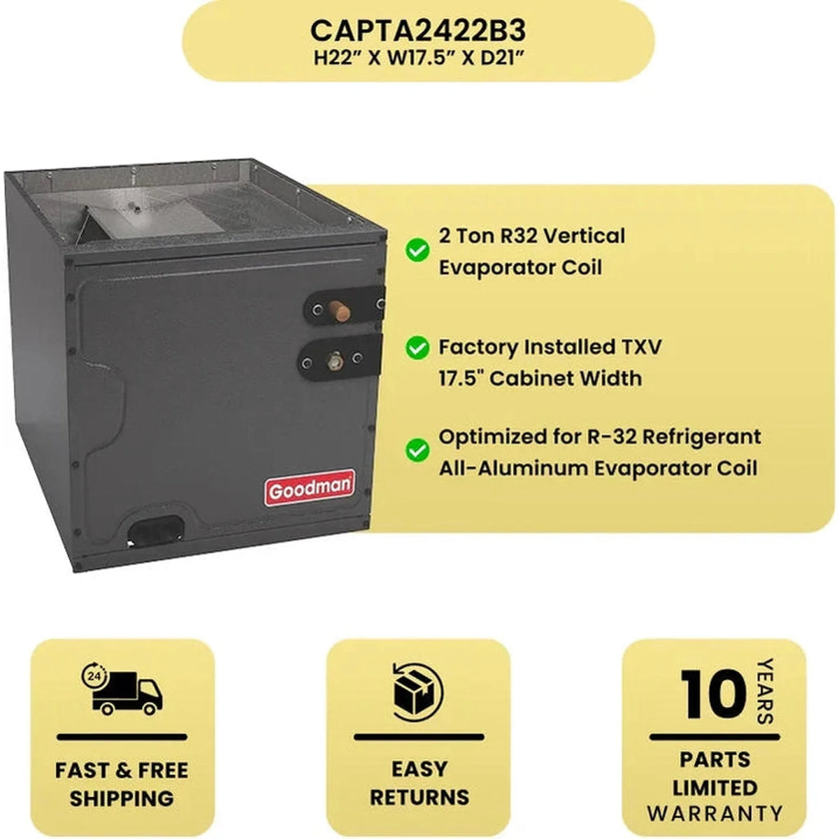 Goodman 2 Ton R32 Vertical Evaporator Coil - CAPTA2422B3