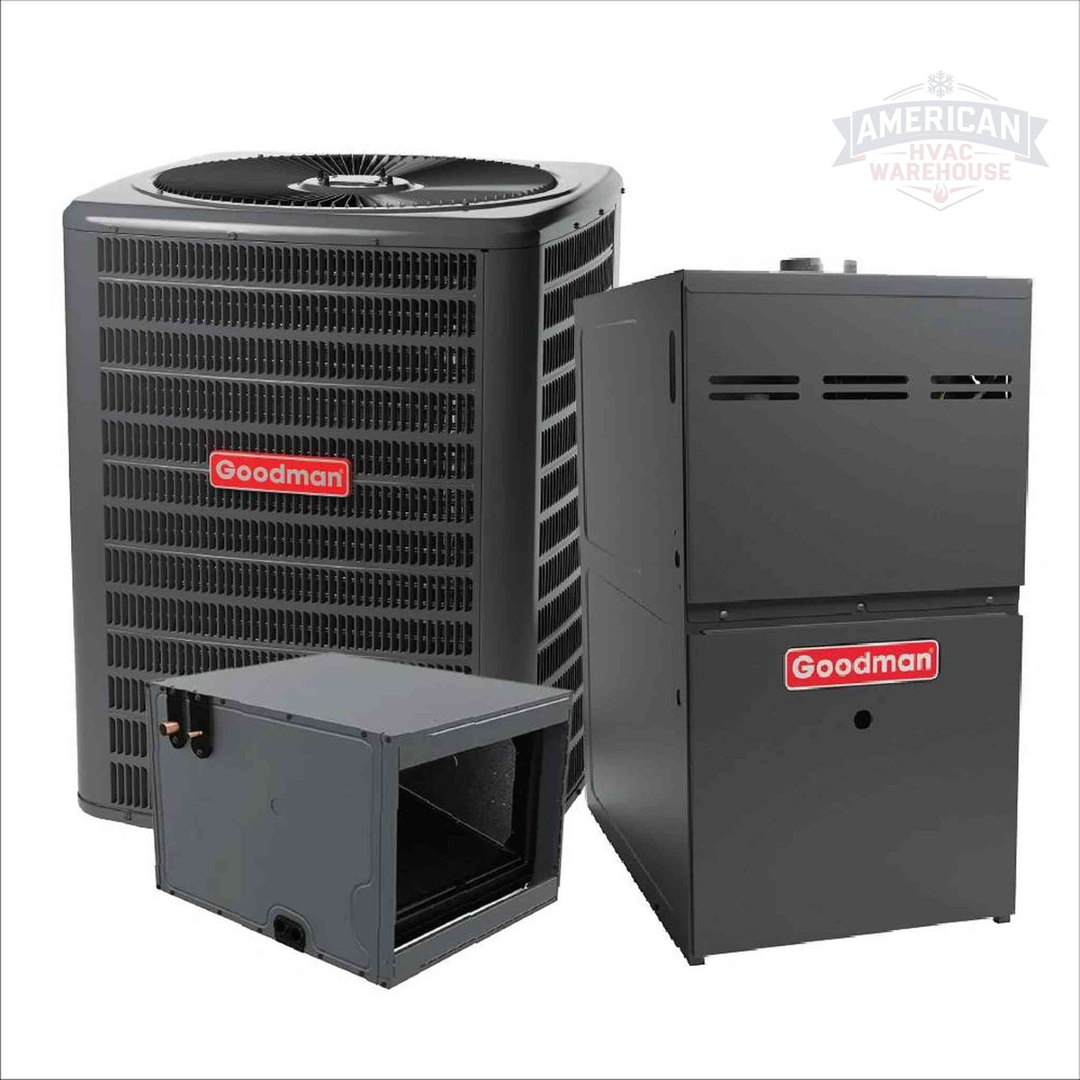 Goodman 3 Ton 14 SEER2 AC & 80% AFUE 100K BTU Gas Furnace System, R32 Refrigerant - Horizontal